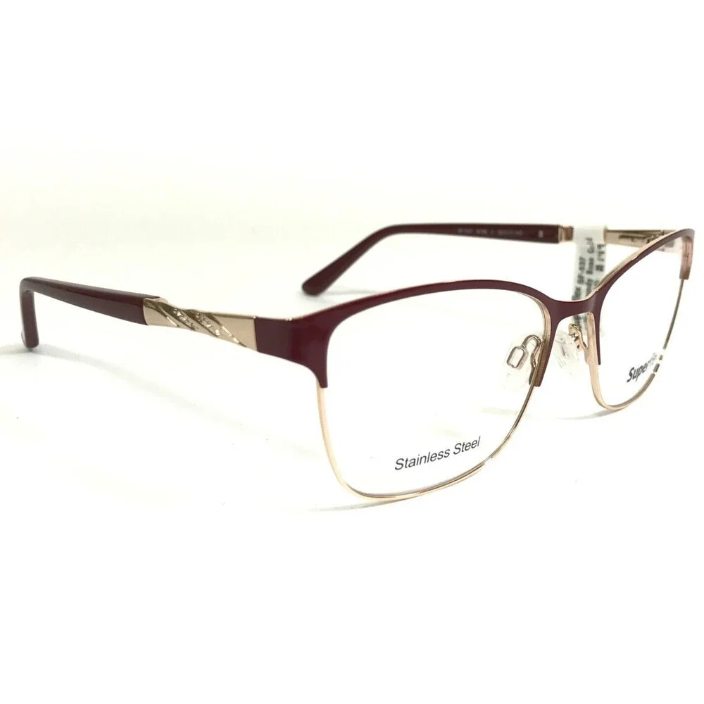 SuperFlex Eyeglasses Frames SF-537 S106 Red Gold Cat Eye Square 55-17-140